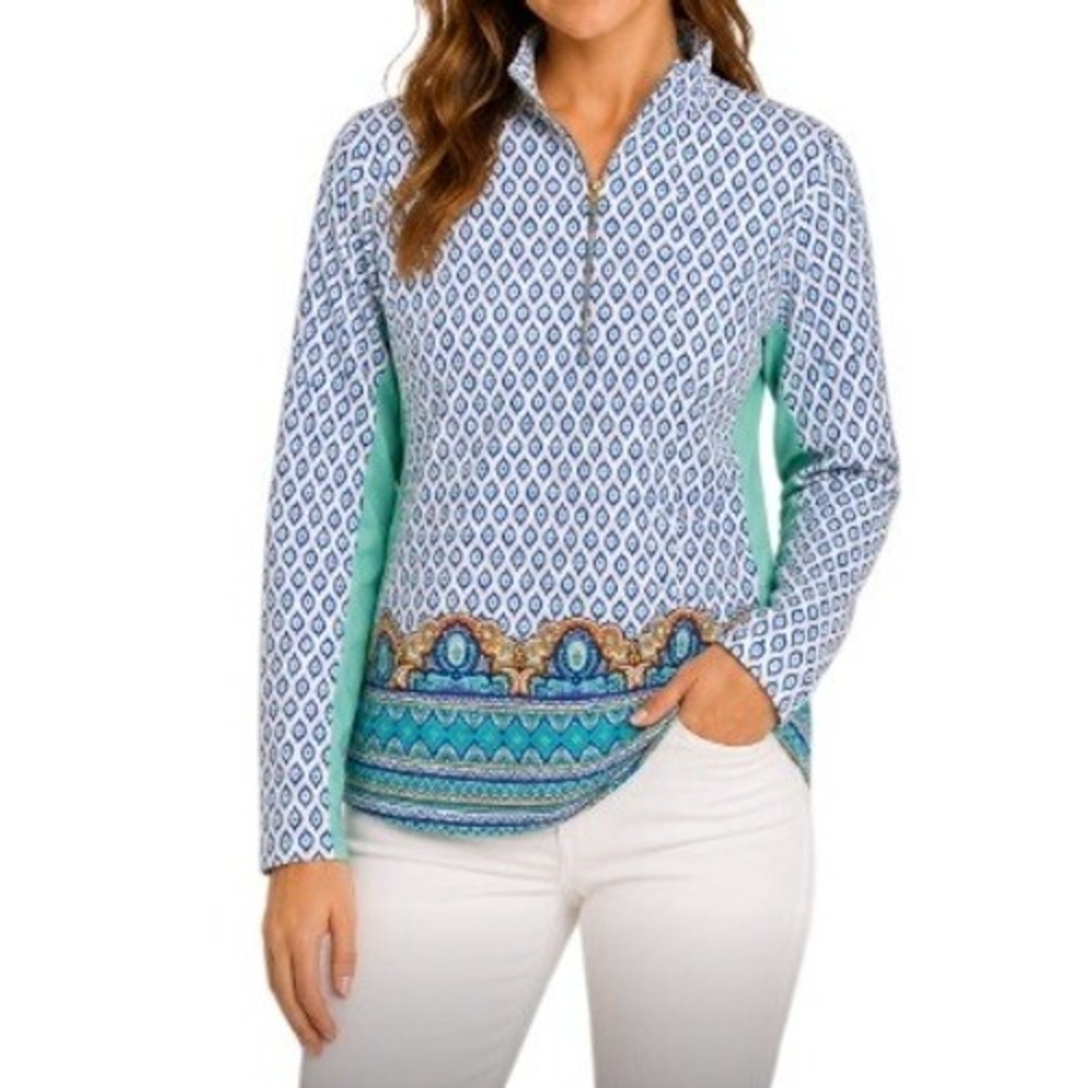 Cabana Life Womens S Wicking Performance Half‎ Zip UPF 50+ Top NWT